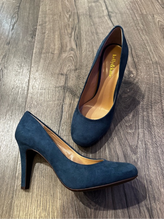 Kelly & Katie Shoes - Kelly & Katie Navy blue Suede High Heel Pumps peacock mic Isabella size 8.5